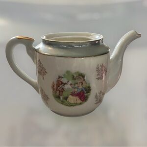 Vintage Royal Crown fine china Teapot with Pastoral Scene